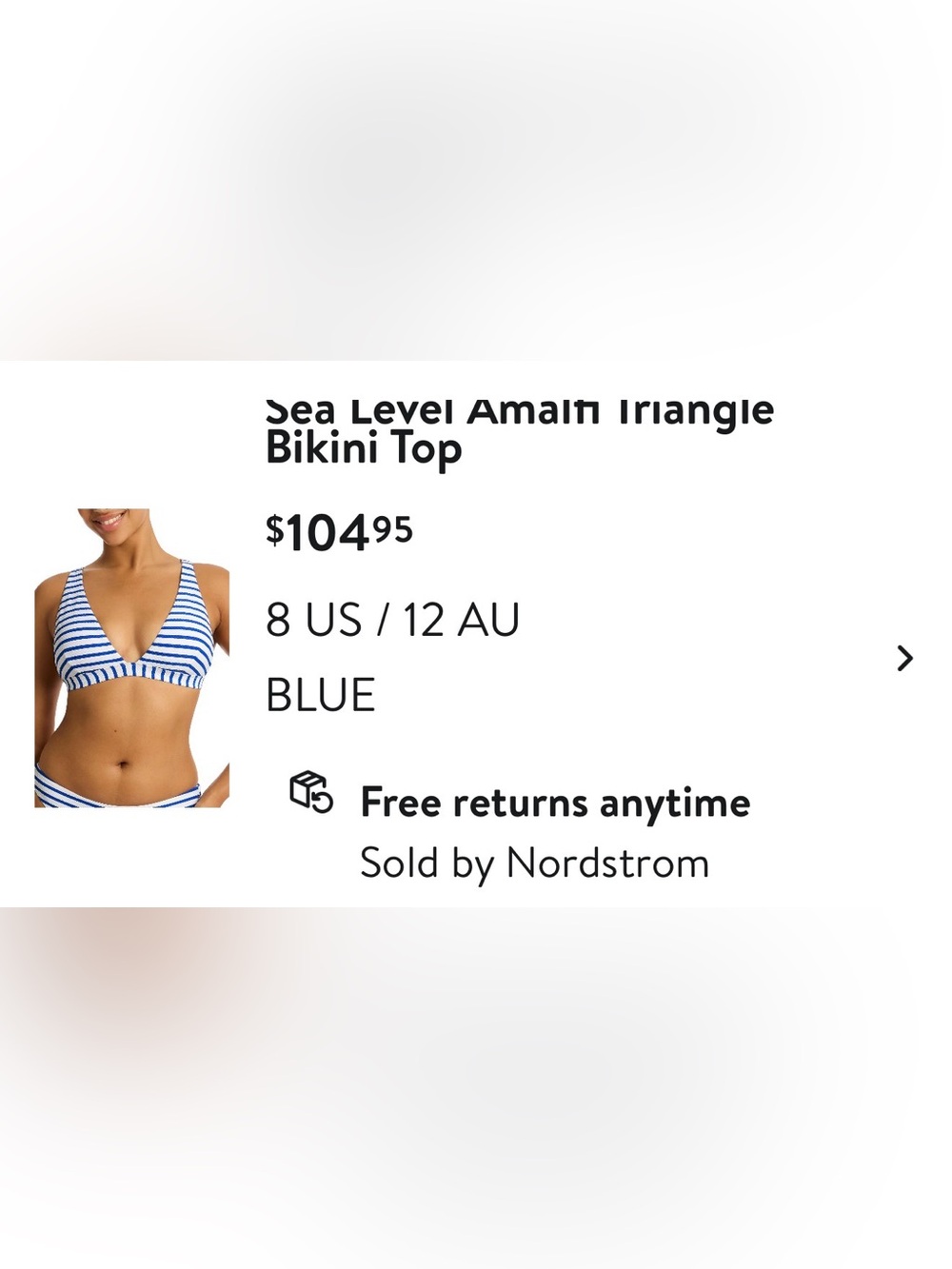 Sea Level Almalfi Triangle Bikini Top Blue and White Striped - Picture 5 of 7